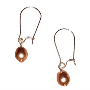 Champagne Baroque Pearl Handmade Earrings Stainless Steel Small Charm Pearls
